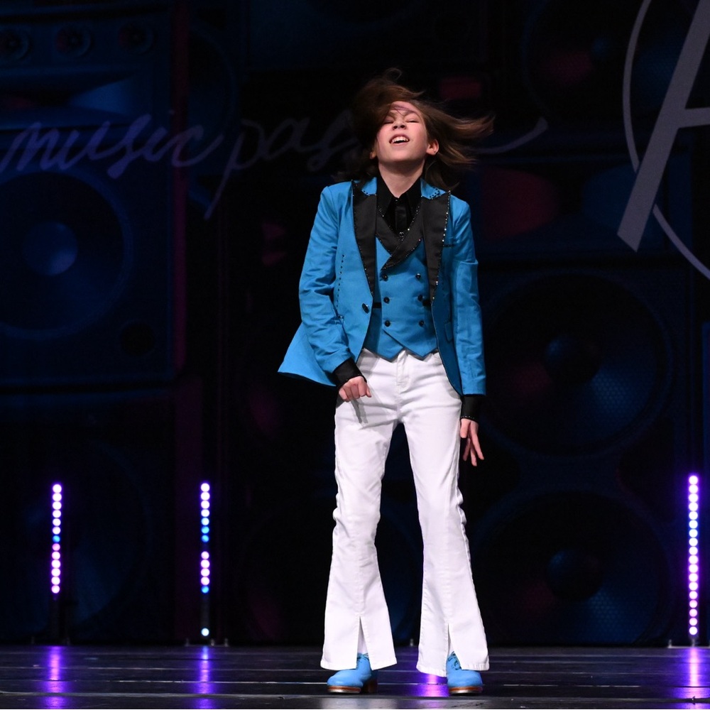 Blue and black boys dance costume